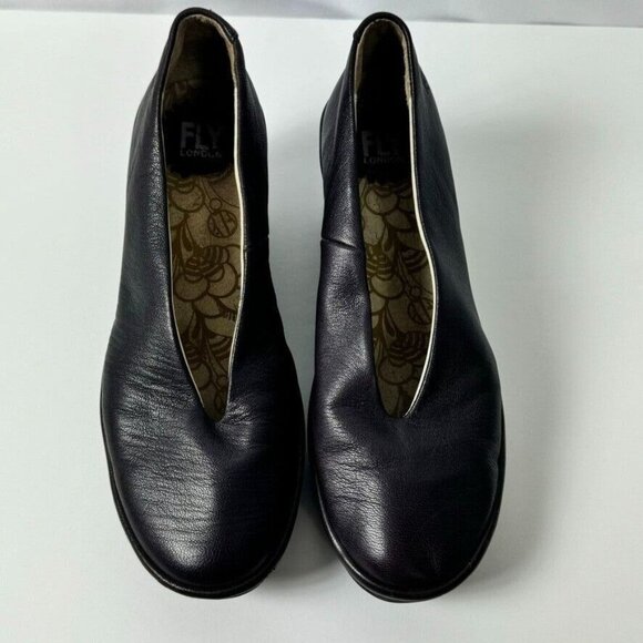 Fly London Yaz Slip On Leather Wedges Deep Plum Chunky Comfort 40 - Picture 1 of 13
